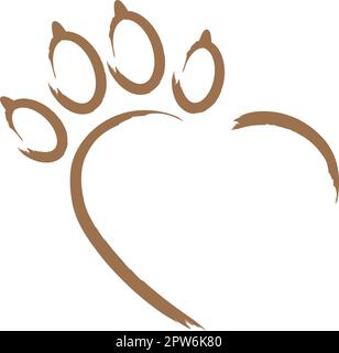 Dog Paw, Wolf Paw, Heart, Logo, Button, Dog logo Stock Vector