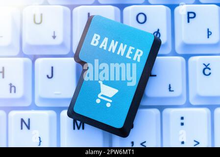 Handwriting text Banner, Word Written on long strip cloth bearing slogan or design carried in public place Stock Photo