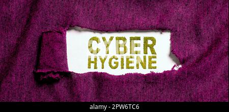 Hand writing sign Cyber Hygiene, Word for steps that computer users take to improve their cyber security Stock Photo