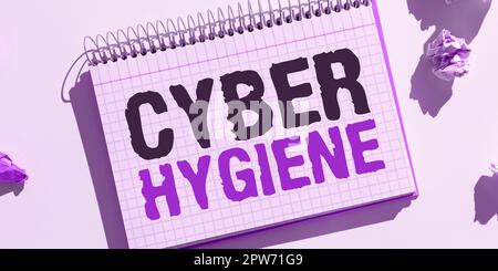 Conceptual caption Cyber Hygiene, Word for steps that computer users take to improve their cyber security Stock Photo