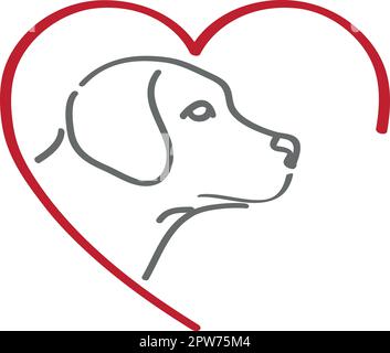 Dog and heart, dogs, heart, logo, button, Dog logo Stock Vector