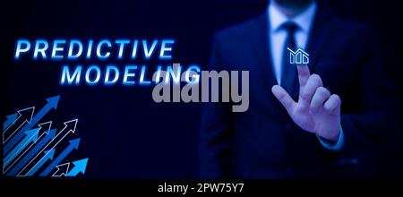 Sign displaying Predictive Modeling, Word Written on maintenance strategy driven by predictive analytics Stock Photo