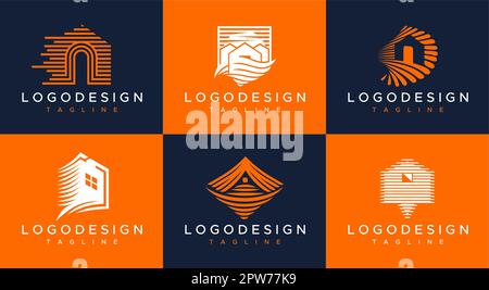 Modern home logo design branding set. House branding logo design collection. Stock Vector