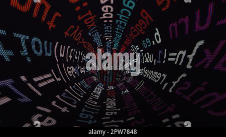 Driving through code data tunnel Stock Photo