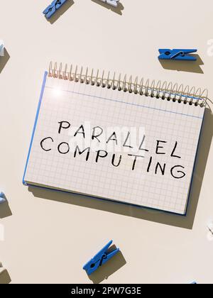 Conceptual display Parallel Computing, Business approach simultaneous calculation by means of software and hardware Stock Photo