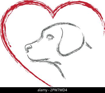 Dog and heart, dogs, heart, logo, button, Dog logo Stock Vector