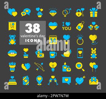 Valentine day set vector glyph icons Stock Vector