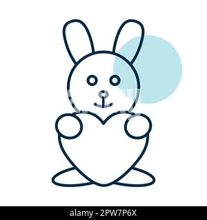 Cute plush rabbit with heart vector icon Stock Vector
