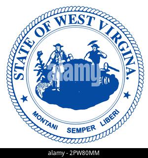 The state seal of West Virginia over a white background Stock Photo