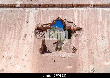 a house made of clay and red bricks in the countryside of Aregenina in the Andes mountains. Stock Photo