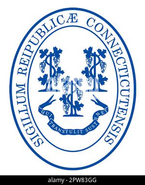 The seal of the USA state of Connecticut over a white background Stock Photo