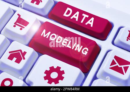 Conceptual caption Data Modeling, Business approach process of transferring data between data storage systems Stock Photo