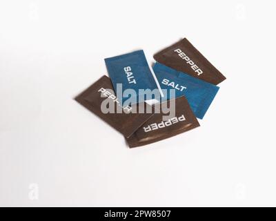 single dose salt and pepper sachet for restaurants and pubs Stock Photo