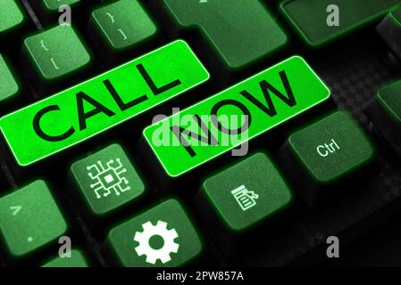 Text sign showing Call Now, Internet Concept To immediately contact a person using telecom devices with accuracy Stock Photo