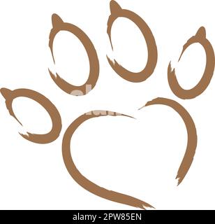 Dog Paw, Wolf Paw, Heart, Logo, Button, Dog logo Stock Vector