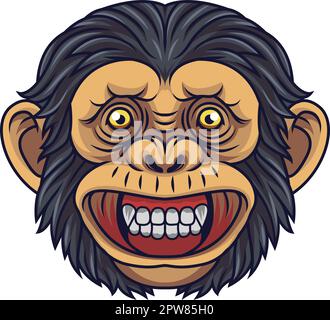 Cartoon Chimpanzee Head Mascot Stock Vector