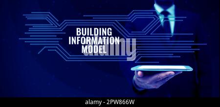 Text caption presenting Building Information Model, Business idea process of adding structure to real property Stock Photo