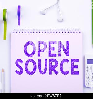 Conceptual display Open Source, Business concept denoting software which original source code freely available Stock Photo
