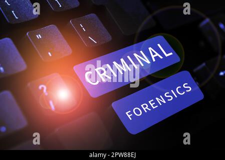 Conceptual caption Criminal Forensics, Word for Federal Offense actions Illegal Activities punishable by Law Stock Photo