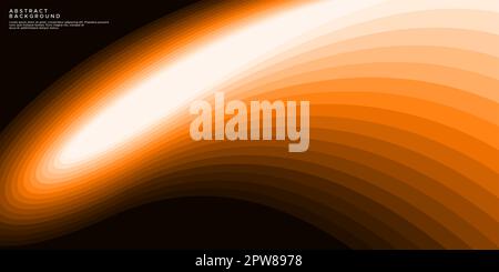 Colorful orange curves layer shades abstract background. Modern curvy lines art. Stock Vector