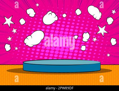 Comics abstract product podium stage. Comic Book scene pedestal or platform Stock Vector