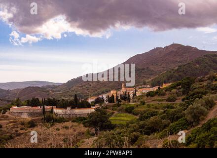 View to little mountain village Rio nell' Elba, Island of Elba, Italy Stock Photo