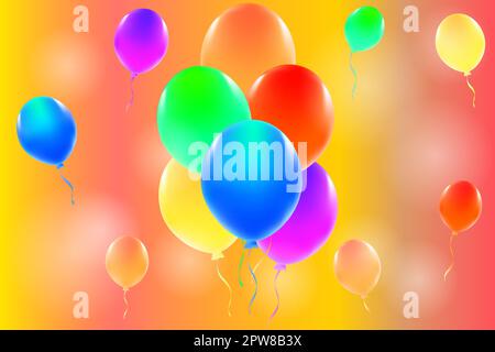 Multicolored balloons on a bright colored background. Universal holiday background. Vector image Stock Vector
