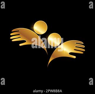 Golden Hand Up Logo Vector Icon Stock Vector