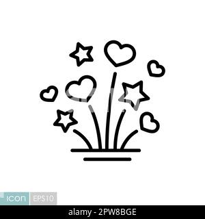 Fireworks explosion splash with stars and hearts Stock Vector