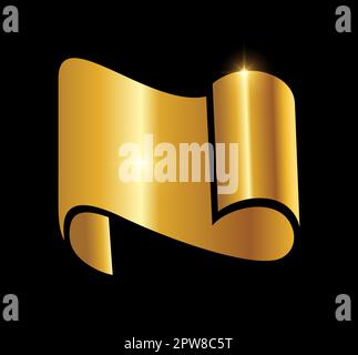 Golden Fold Paper Logo Vector Icon Stock Vector