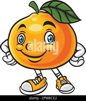 Cute orange cartoon mascot character Stock Vector