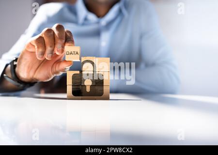 Person Holding Data Block New Lock Icon Stock Photo