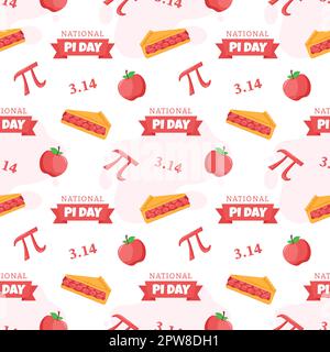 Pi Day Seamless Pattern Design with Mathematical Constants or Baked Pie in Template Hand Drawn Cartoon Flat Illustration Stock Vector