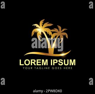 Golden Palm Tree Logo vector icon Stock Vector