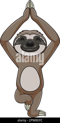 Cute sloth cartoon in yoga pose tree Stock Vector