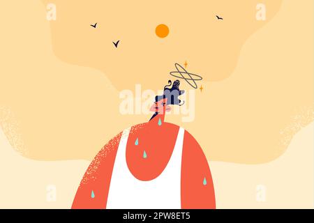 Unhealthy man suffer from heatstroke Stock Vector Image & Art - Alamy