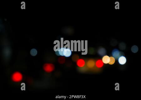 Urban city night light bokeh , defocused blur background Stock Photo