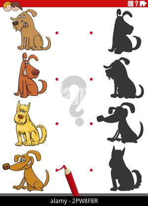 shadow game for kids with cartoon dogs coloring page Stock Vector Image ...