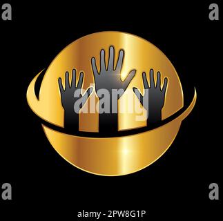 Golden Hand Up Logo Vector Icon Stock Vector