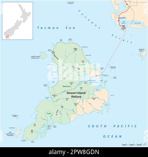 vector map of New Zealands Stewart Island, Rakiura Stock Vector