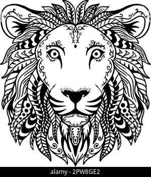 Hand drawn doodle zentangle lion head Stock Vector