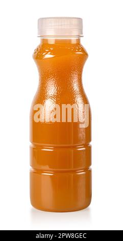 Juice in a plastic bottle peach isolated on white background with clipping path Stock Photo