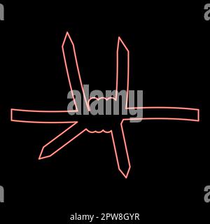 Neon barbed wire red color vector illustration image flat style Stock Vector