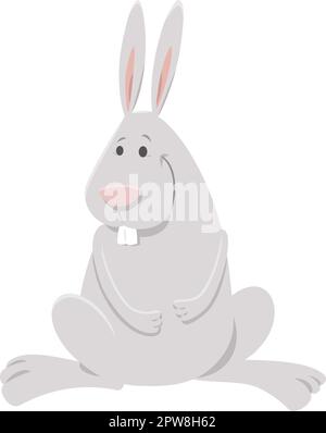 cartoon happy white rabbit comic animal character Stock Vector