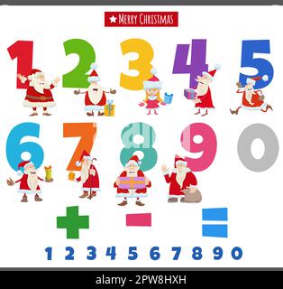 counting cartoon Santa Clauses game coloring page Stock Vector Image ...