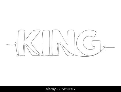 One continuous line of King word. Stock Vector