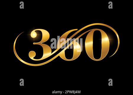 Golden Luxury 360 Vector Logo Icon Stock Vector