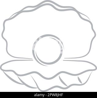 Open shell with pearls logo, shell logo, icon Stock Vector