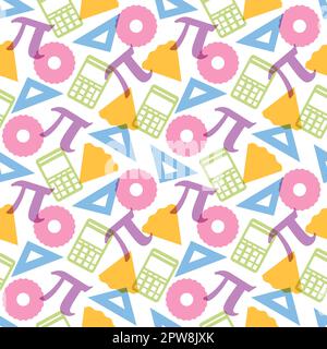 Pi Day Seamless Pattern Design with Mathematical Constants or Baked Pie in Template Hand Drawn Cartoon Flat Illustration Stock Vector