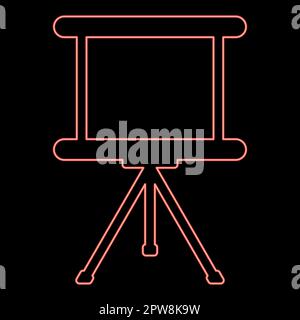 Neon board for presentations business screen billboard projector roller red color vector illustration image flat style Stock Vector